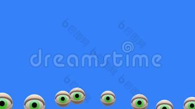 绿色眼睛气球飞在色度键屏幕背景动画新质量通用动态动画彩色欢乐